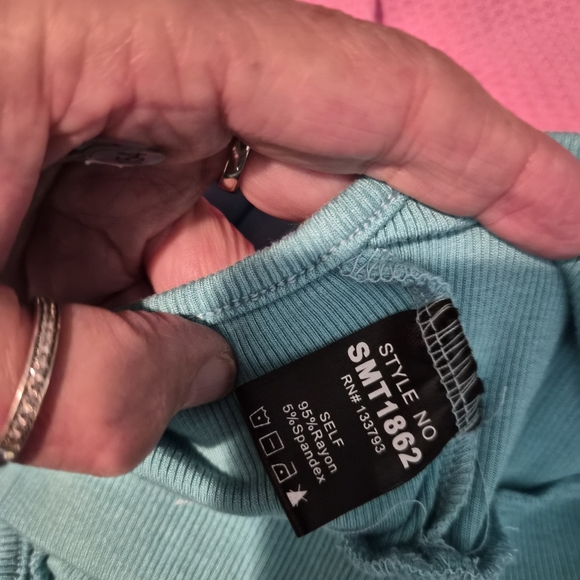 POL Turquoise Ribbed Sports Bra - Picture 5 of 5